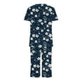 thumbnail image 3 of Jinhomg Women's Summer Pajamas Sets 2 Piece Elegant Floral Print Loungewear Casual Comfy Shorts Sleeve Tunic Tops and Capri Pants with Pockets Navy XL, 3 of 5