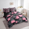 thumbnail image 4 of Homewish Modern Art Square Twin Bedding Sets 7-Piece, Stereoscopic Rectangle Bedding Comforter Set, Black Pink Abstract Reversible Sheet Sets, Lightweight Room Decor, 4 of 8