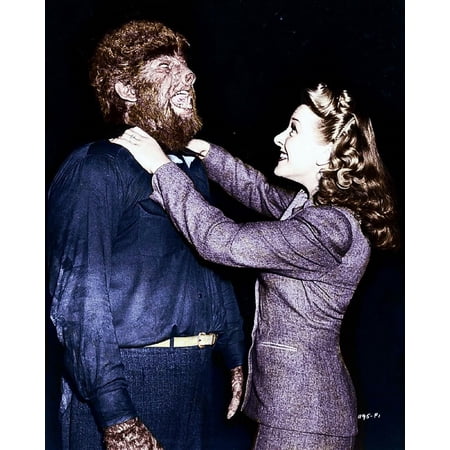 The Wolf Man 1941 Evelyn Ankers playfully strangles Lon Chaney Jnr 5x7 photo