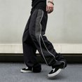 thumbnail image 2 of TOMVIGX Mens Baggy Wide Leg Pants Loose Fit Elastic Waist Drawstring Quick Dry Lounge Trousers with Pockets Streetwear Casual Track Pants, 2 of 4