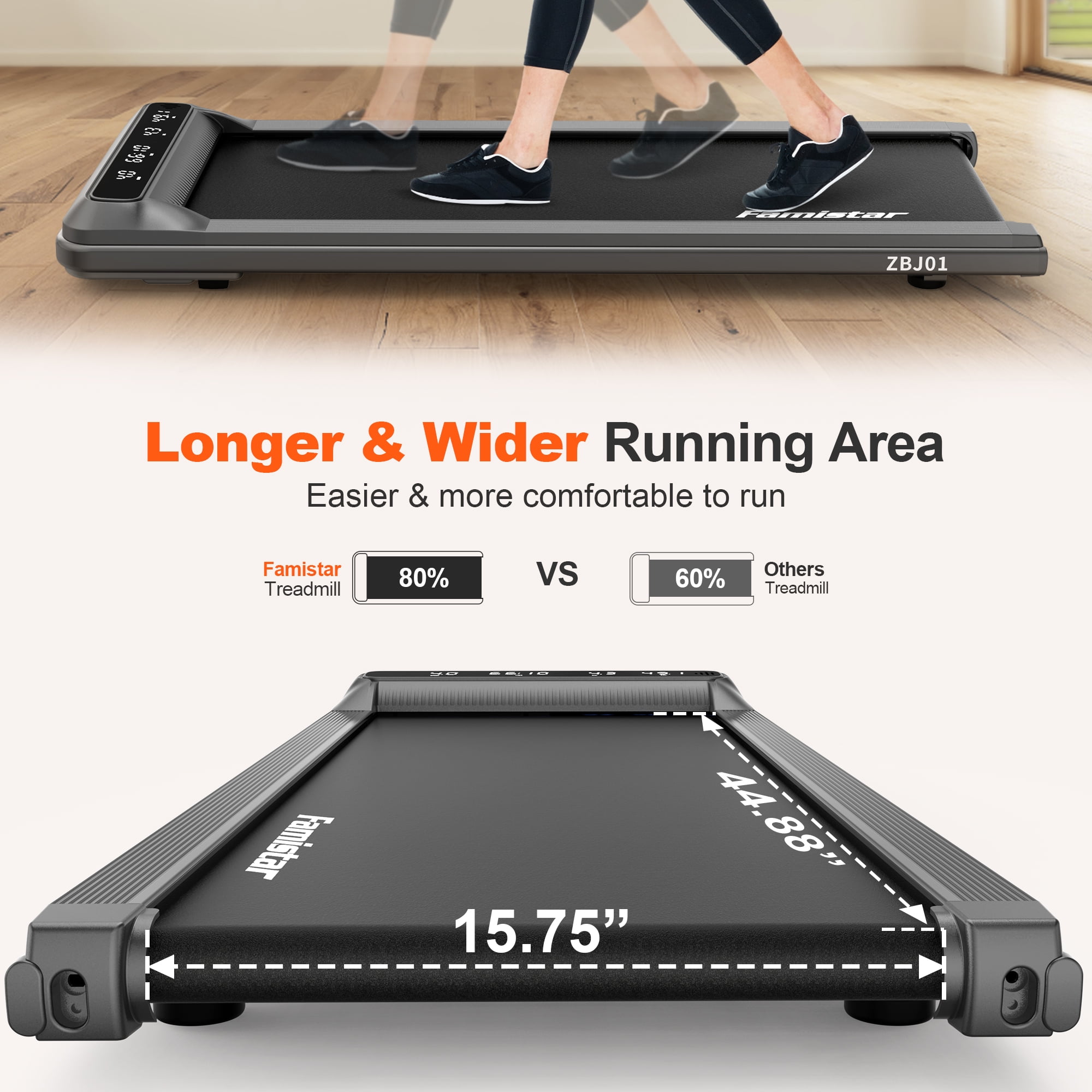 Walking Pad Treadmill 2 in 1, Portable Desk treadmill for home/Office with 265LB Capacity, Walking Jogging Machine w/ Remote Control, Large Walking Area,LCD Display, 2.5HP Ultra-Quiet