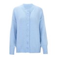 thumbnail image 2 of Ediodpoh Knit Sweater Coat Casual Long Cardigan Open Front Fall Winter Fashion Outerwear Soft Warm Comfortable Cardigan Sweaters for Women Blue, 2 of 8
