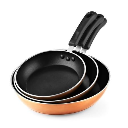 Cook N Home 02613 8, 9.5, and 12-Inch Nonstick Saute Omelet Skillet 3-Piece Fry Pan Set,