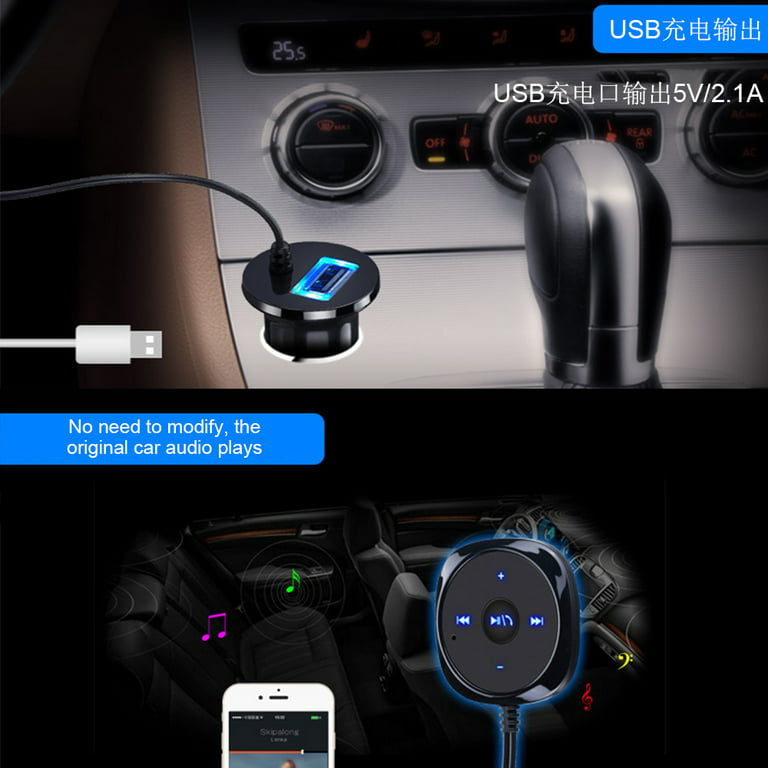 Xelparuc Hands free Bluetooth Adapter, Car Kits Built-in Microphone Air  Vent Clip, 2.1A USB Car Charger 