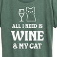 thumbnail image 3 of Instant Message - All I Need Wine Cat - Women's Short Sleeve Graphic T-Shirt, 3 of 6