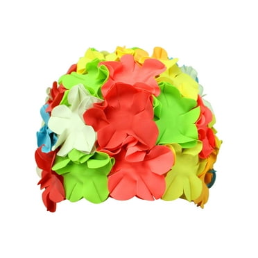 Colorful Flower Petals Latex Swim Cap