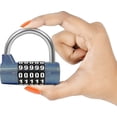thumbnail image 3 of Candado con código azul de 5 dígitos de 1 pieza, candado con cerradura reiniciable impermeable para interiores y exteriores para gimnasio, trabajo y escuela, puertas, cercas y refugios, 3 of 4