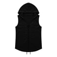 thumbnail image 6 of Men's Cotton Linen Tank Tops Sleeveless Hoodie Shirts Lace Up Beach Summer Yoga Top Hippie Renaissance Pirate Tunic with Hood Size 3XL Black, 6 of 6