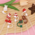 thumbnail image 4 of Oioii Reusable Silicone Christmas Straw Covers - 0.4in Diameter,Cute Christmas Gift Box/Snowman/Elk Design, Splash-Proof for Water Bottle Straws, Ideal for Holiday Drinks, Brown, 4 of 9