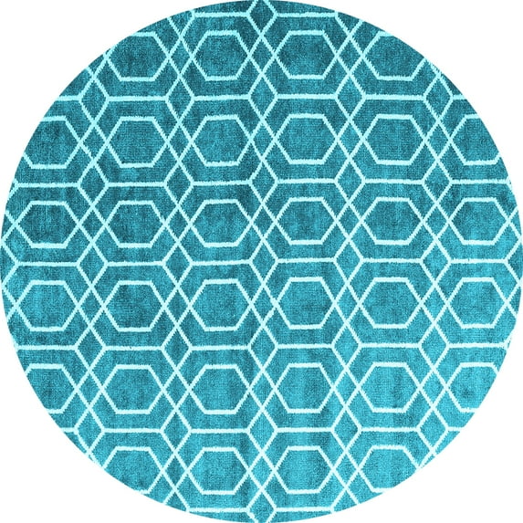 Ahgly Company Indoor Round Abstract Light Blue Contemporary Area Rugs, 3' Round