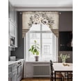 thumbnail image 3 of Vintage Flowers Swag Valances for Windows, Small Curtains Drapes, Farmhouse Floral Leaves Retro Wood Board Kitchen Window Curtains Over Sink Window Treatment Valance for Bedroom/Bathroom 56"x36", 3 of 5
