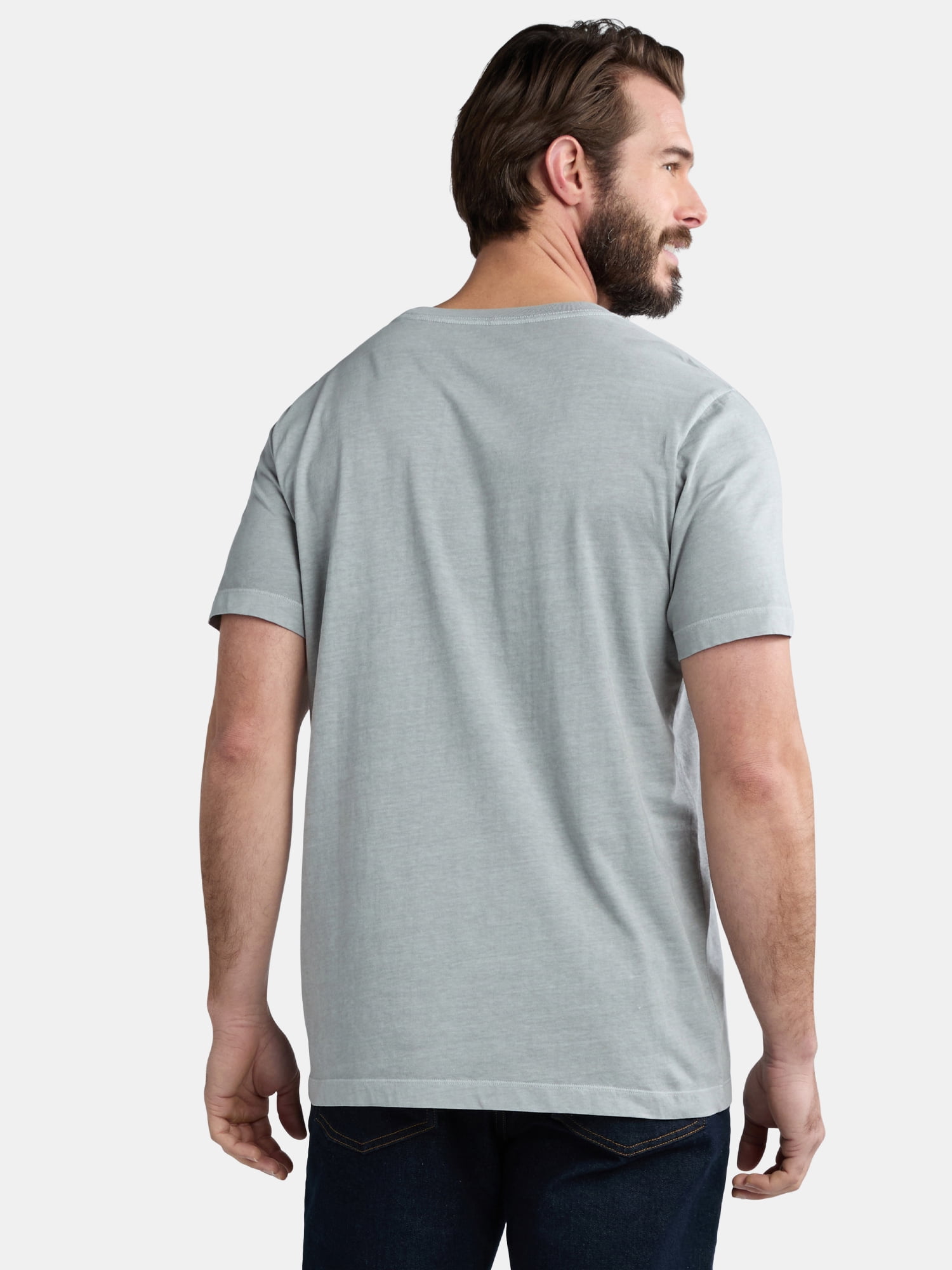 George Men's Garment Wash Crewneck Pocket Tee with Short Sleeves, Size XS-3XL