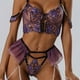 thumbnail image 1 of Floral Embroidery Lingerie Set, Sexy Chain Cami Crop Top Bra & Hollow Thong Panties, Women's Sexy Lingerie & Underwear, 1 of 5