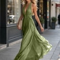 thumbnail image 5 of Womens Halter Sleeveless Casual Long Dress, Summer Pleated Waist Maxi Sundress, Elegant Flowy Swing Beach Dress for Party, 5 of 6