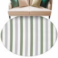 thumbnail image 2 of Green Grey Stripes Round Living Room Rugs 7 ft, Minimalist Abstract Vertical Striped Washable Area Rug with Non-Slip Sturdy Edge Binding Round Carpet for Kitchen Office Bedroom, 2 of 9