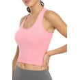thumbnail image 3 of Porvike Crop Tops for Women Workout Tanks Racerback Cropped Yoga Shirts 3 Pack Black/White/Pink L, 3 of 7