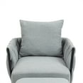 thumbnail image 6 of Modern Accent Chair with Ottoman and Pillow, Linen Upholstered Living Room Chairs with Woven Backrest and Thick Cushion, Comfy Single Armchair for Living Room, Bedroom, Office, Light Gray, 6 of 7