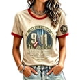 thumbnail image 2 of 911 We Will Never Forget Short Sleeve Tops for Women 9/11 25th Anniversary Shirt Patriotic American Flag Memorial Faith Tshirt Khaki M, 2 of 4