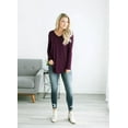 thumbnail image 2 of Wenseny Long Sleeve Shirt for Women V-Neck Side Split Casual Tops Loose Shirts Purple 2XL, 2 of 6