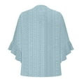 thumbnail image 4 of TKLPEHG Women's 3/4 Sleeve Tops Crew Neck Button Three-quarter Sleeve Shirt Fashion Casual Lightweight Loose Solid Color Fall Tops Comfy Blouses Pullover (Blue,M), 4 of 5