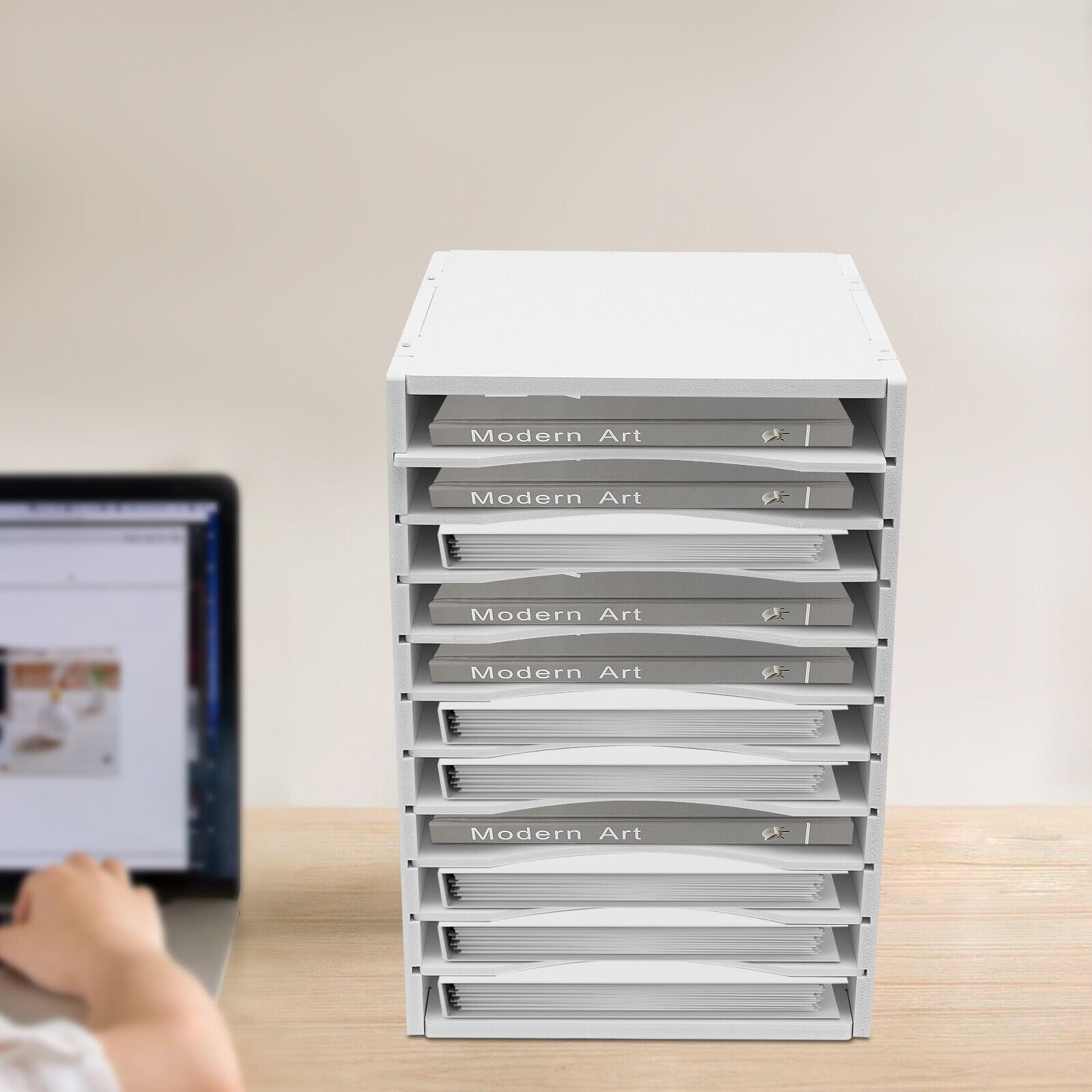 Denest Literature Organizer File Sorter Paper Storage Holder 11 Compartment White