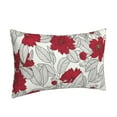 thumbnail image 2 of Naloa Leaves And Anemone Flowers In Red Grey Pillowcase, Throw Pillowcase, Wrinkle-Free, Stain-Resistant with Hidden Zipper for Bedroom Sofa - 20"x30", 2 of 9