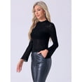 thumbnail image 3 of DARING DIVA Women's Glitter Mesh Mock Neck See Through Blouse XL Black, 3 of 6