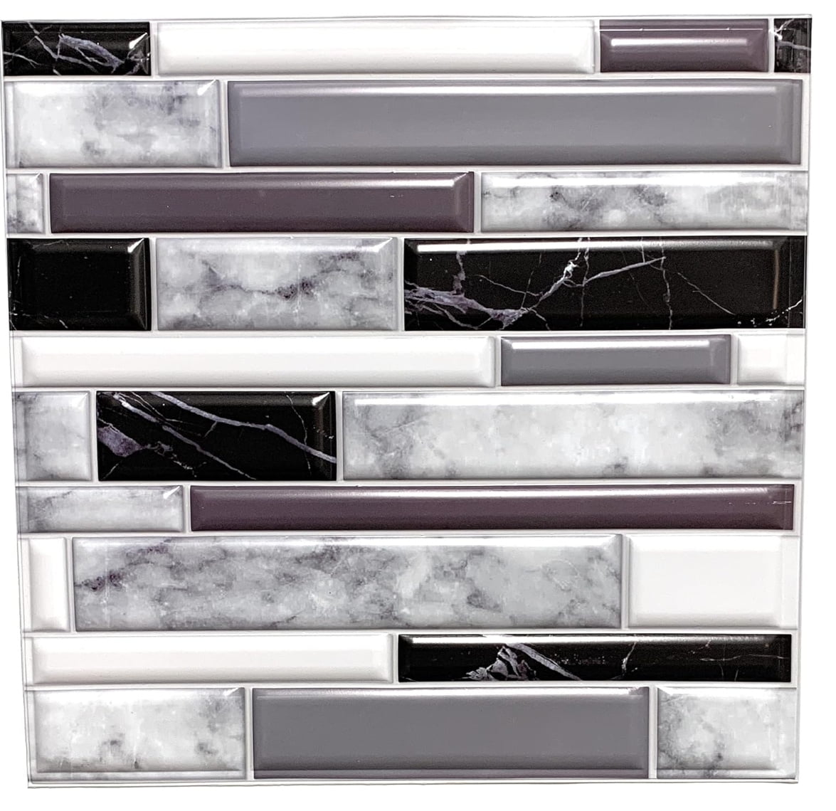 Tool Bench Mosaic Black and White Self-Adhesive Wall Tile, 12 x 12in Sheets (10 Pack)