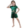 thumbnail image 3 of Girls Glitter Performance Shiny Metallic Dancewear Party Outfit Shirt 8-9 Years, 3 of 3