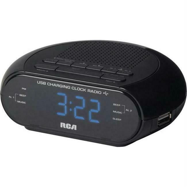 RCA Dual Wake Alarm Clock Radio with USB Port RC207
