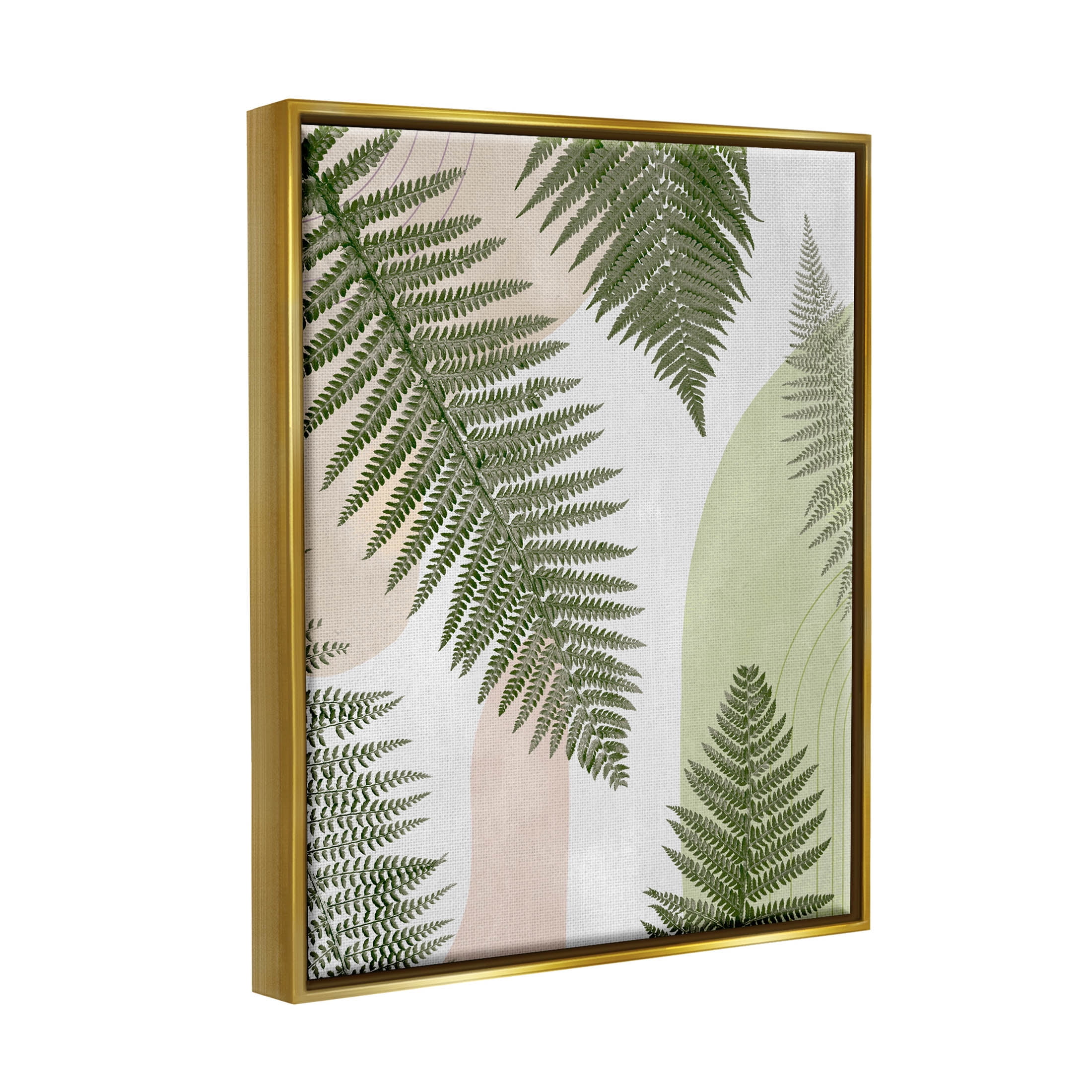 Woodland Nature Fern Leaves Botanical & Floral Graphic Art Metallic Gold Framed Art Print Wall Art