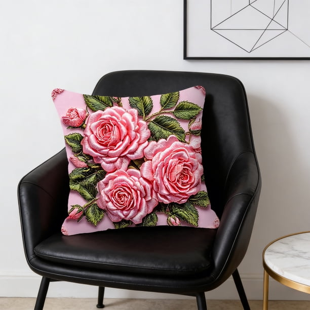 Fundas de almohada vintage con motivos florales y pájaros para el hogar, sala de estar, sofá, fundas de cojín estampadas con bordado simulado, artículos de decoración para el hogar, funda de almohada