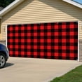thumbnail image 5 of Black Red Plaid Garage Door Cover Banner 7 x 16 FT, Vintage Rustic Buffalo Checked Gingham Garage Door Curtains Backdrop with Grommets for Indoor Outdoor Wall Party Porch Yard Decorations Background, 5 of 9
