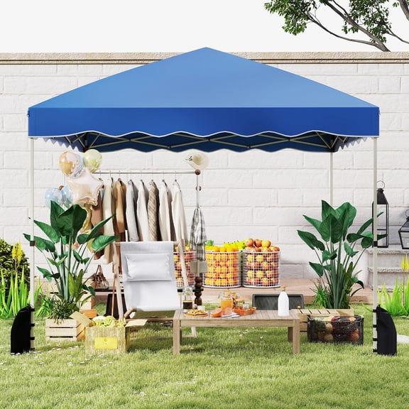 Demifill Foldable 10 X 10 Feet Pop up Canopy Tent, Canopy with Wheeled Bag for Outdoor as Garden, Backyard, Porch, Blue