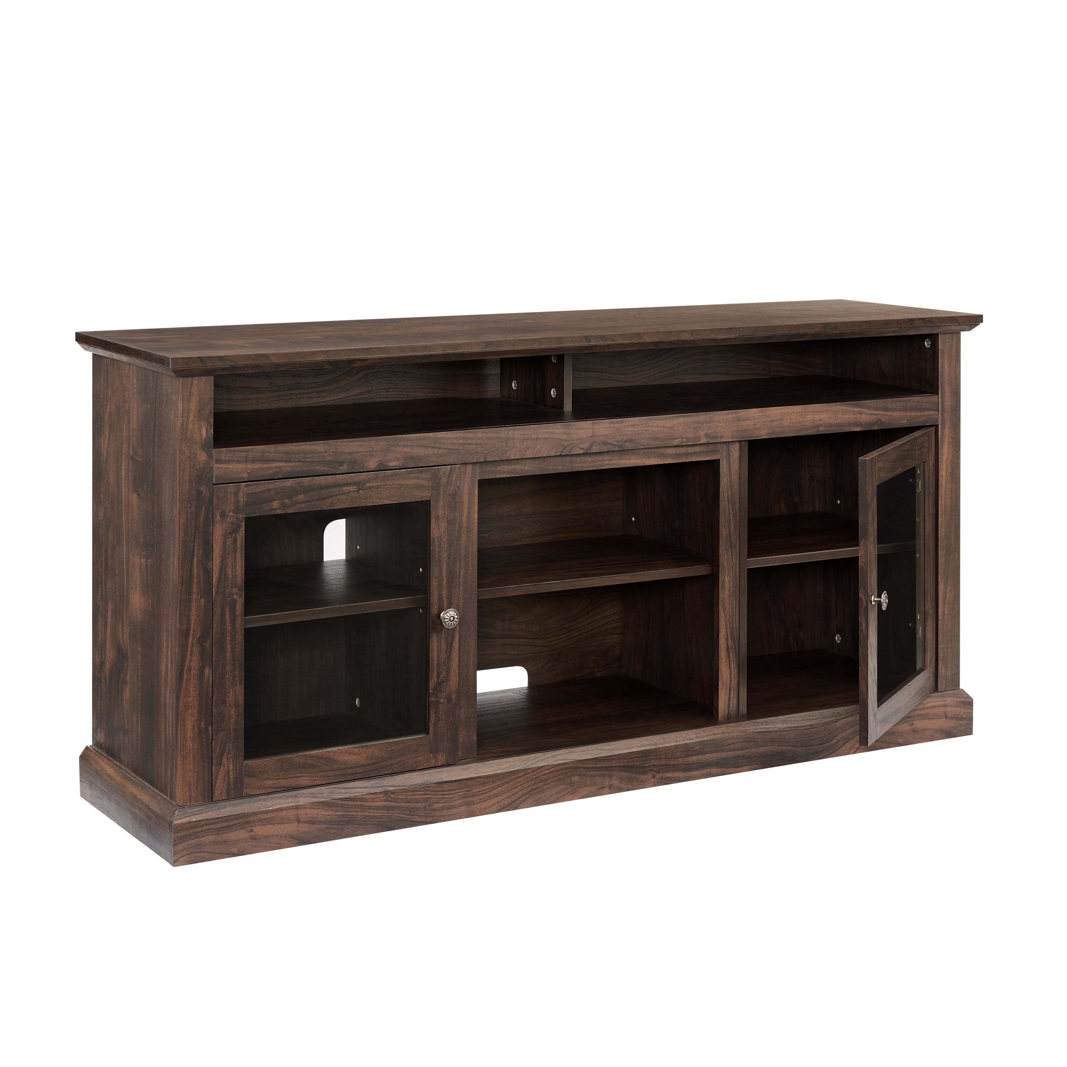 Aukfa TV Stand for TV up to 65", TV Console Table with Storage and Cabinet, 2 Doors, Brown