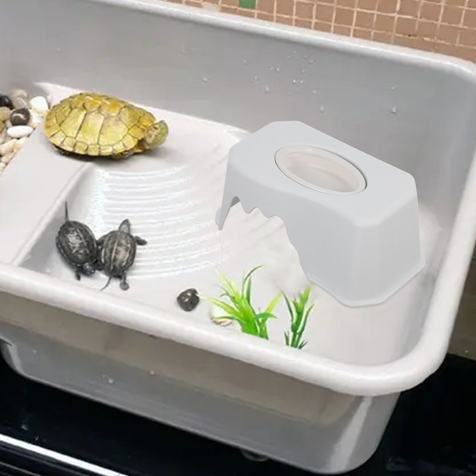 NICERIO White Plastic Reptile Habitat Box with Hidden Cave and Convenient Feeding Area for Small Pets