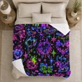 thumbnail image 5 of Neon Gothic Motifs Chains Bows, Festive Halloween Scene, Warm Flannel Blanket for Living Room and Family Room with Detailed Artwork, Art Lovers Halloween Gift, Festive Home Decor, 5 of 9
