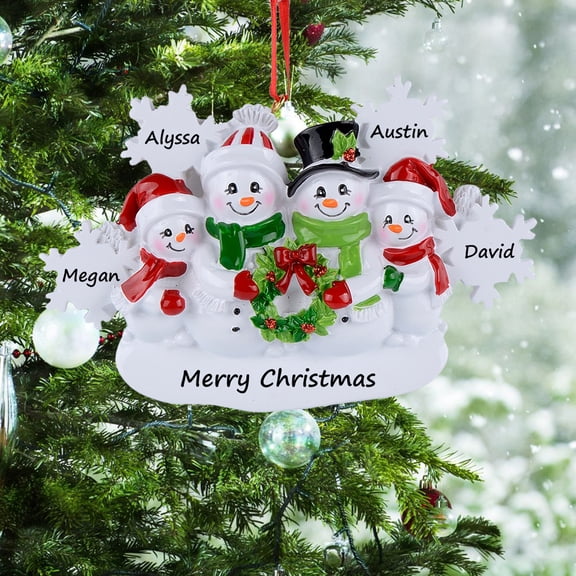 WorldWide Snowman Family of 4 Personalized Ornament