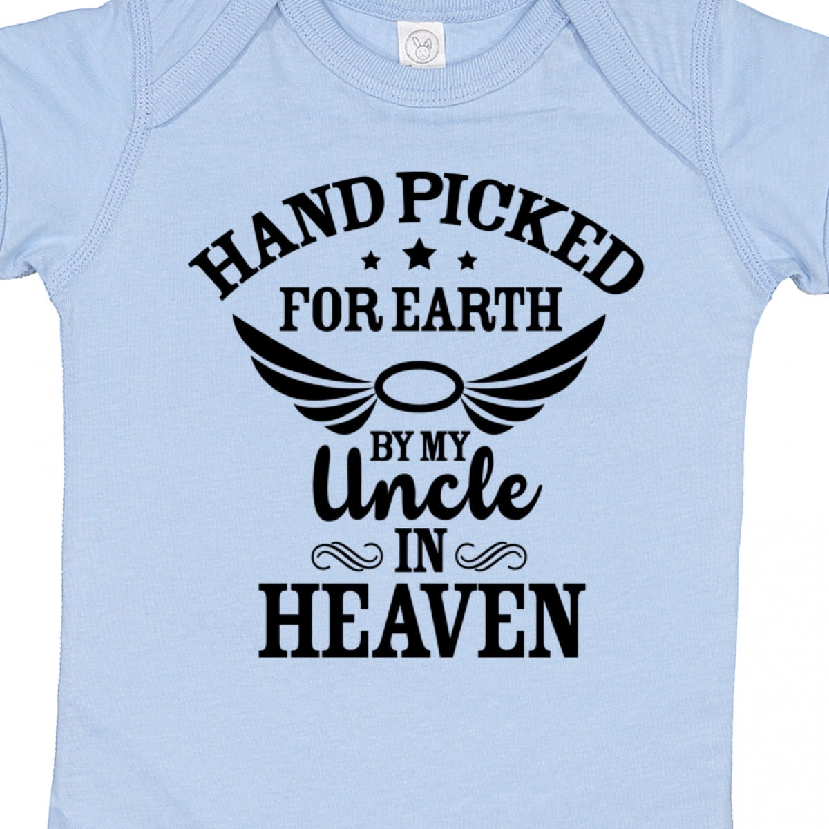 Inktastic Handpicked for Earth by My Uncle in Heaven with Angel Wings Boys or Girls Baby Bodysuit