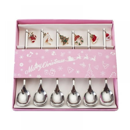 

Christmas Spoon Stainless Steel Stirring Coffee Spoon with Pedant Tea Dessert Soup Spoon Xmas Spoon Set for Party Table Decorations (6 Pack)