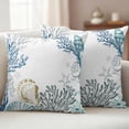thumbnail image 2 of Coastal Outdoor Pillow Covers 20x20 Set of 2,Waterproof Patio Throw Pillowcase Protectors,Ocean Coral Shell Turquoise Blue Conch Square Decorative Pillow Shams Cushion Covers for Seat Bed Couch Sofa, 2 of 8