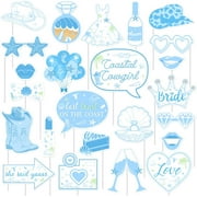 Sursurprise Coastal Cowgirl Bachelorette Decorations, 24Pcs Coastal Cowgirl Photo Props for Last Toast on The Coast Coastal Beach Bach Western Cowgirl Bachelorette Party Supplies
