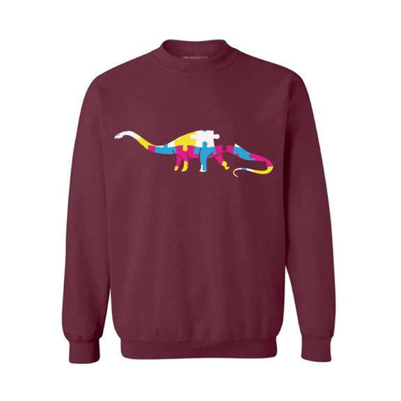 Awkward Styles Autism Dinosaur Puzzle Sweatshirt Autism Dinosaur Sweater Autism Puzzle Sweatshirt Autism Awareness Gifts Autism Sweater Men Women Dinosaur Sweater for Autism Autism Support Sweatshirt