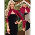thumbnail image 2 of DARING DIVA Women's Stand Collar Sheer Floral Lace Bolero Shrug M Dark Red, 2 of 6