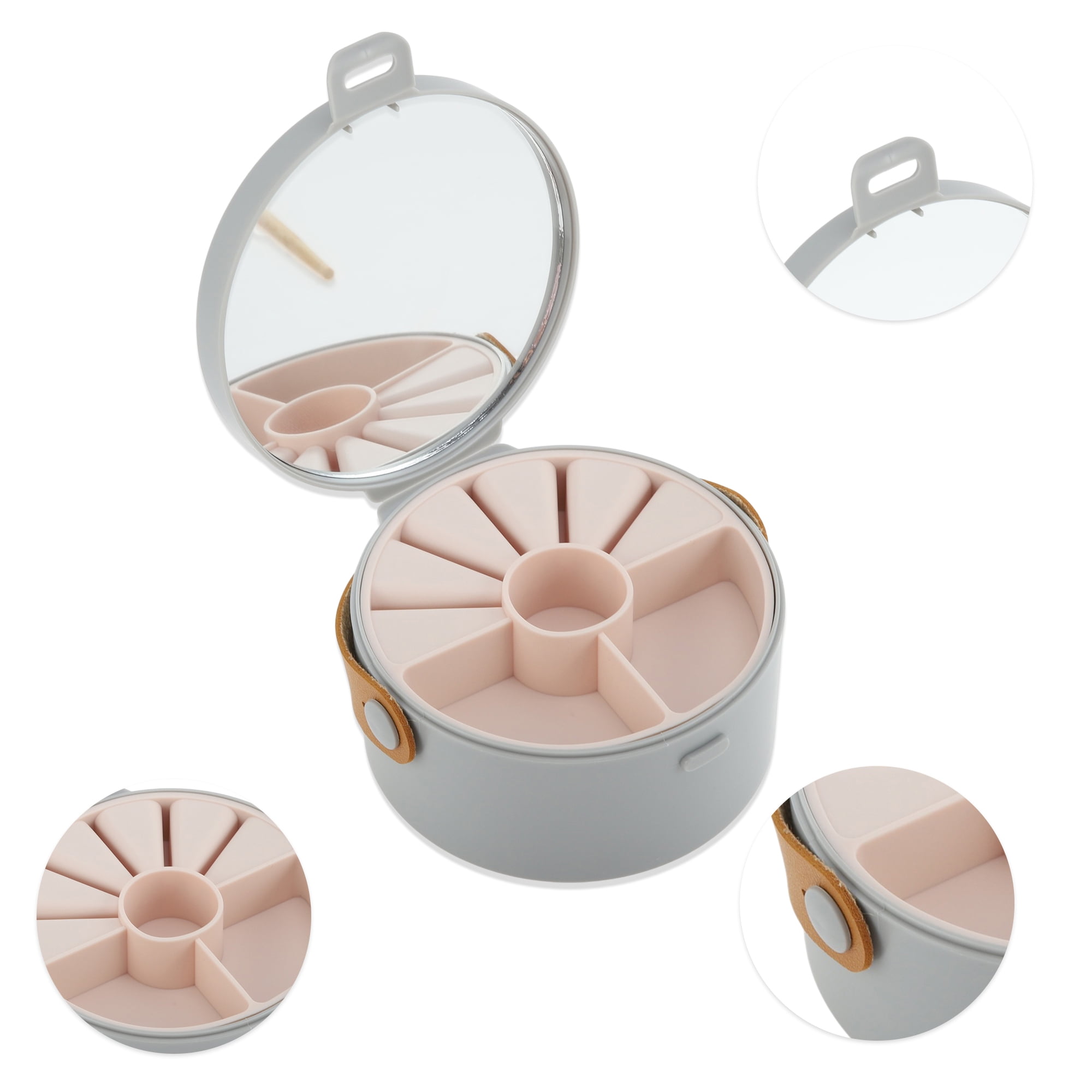 Unique Bargains Elegant Round Multi-Function Jewelry Box Organizer Gray
