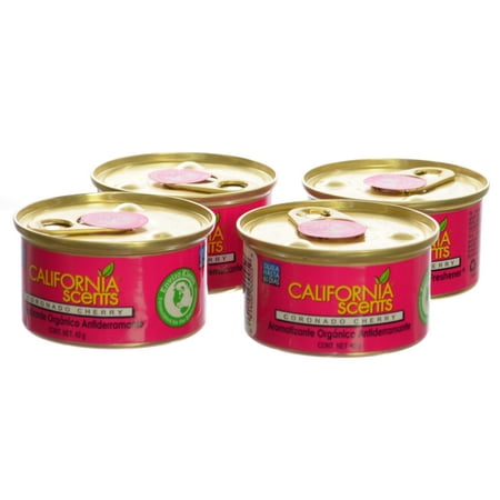 Cherry Almond Scent - California Scents Spillproof Organic Canister Air Fresheners Coronado Cherry-4PK
