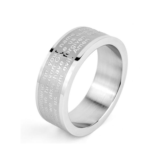 West Coast Jewelry Men's Dual Finish Lord's Prayer Stainless Steel Ring (8mm)