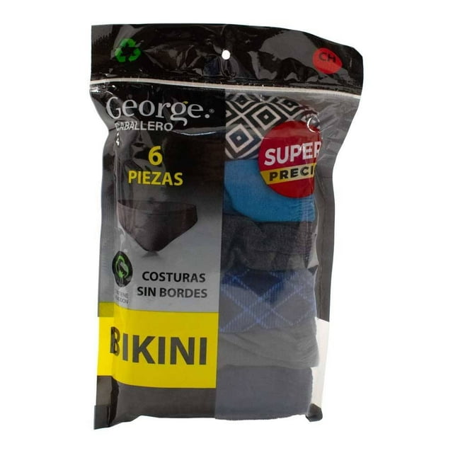 Bikini George Para Hombre con Elástico Ajustable Sin Costuras Sin Bordes Multicolor 6 Piezas Talla G
