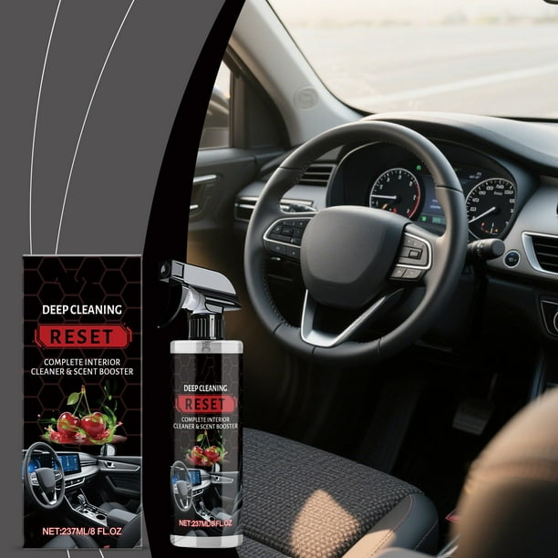Spray para limpiar interiores de coches | Mantenimiento de asientos en cuero, eliminación de olores, aroma a cereza | Protector de tapicería para sillas de vehículos | Fórmula Deep Clean 237ml