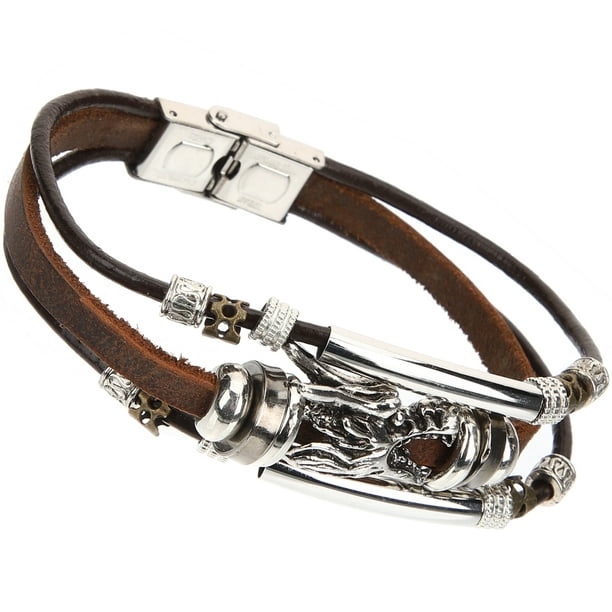 Men Bracelet Dragon Head Bracelet Male Personalized Bracelet Leather Wrist  Chain 